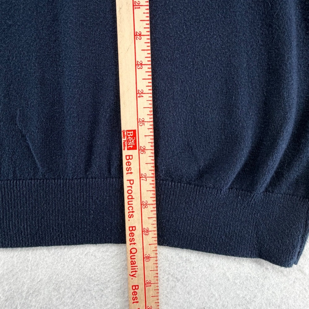 L.L. Bean V-Neck Sweater Mens XL Navy Blue Cotton Cashmere Preppy Minimalist - Picture 3 of 6